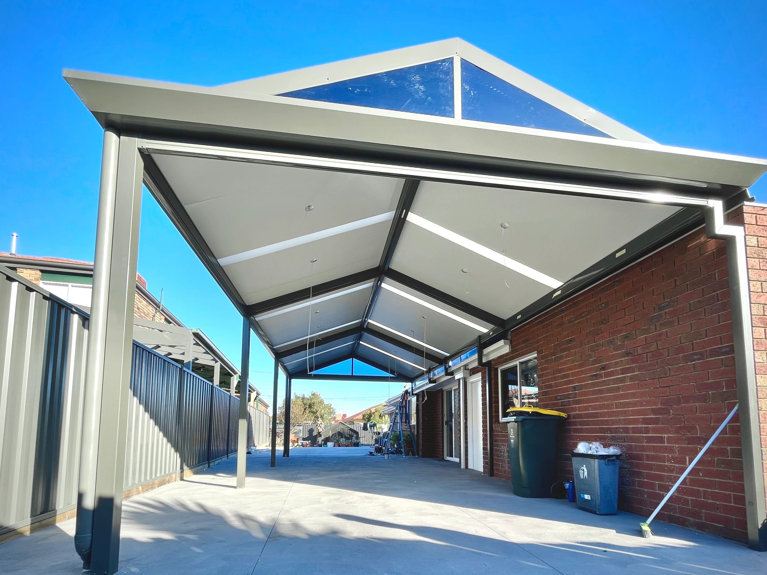 Gable insulated pergola white frame