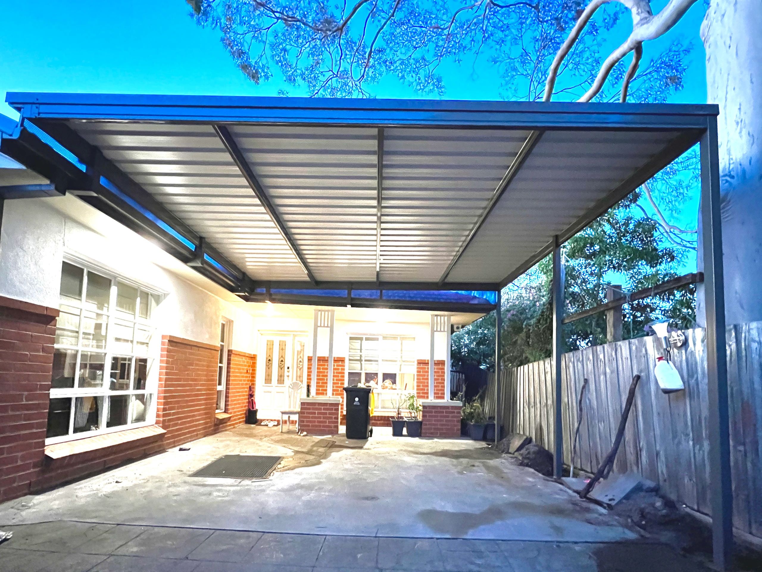 Colourbond pergola horizontal louvered roofing